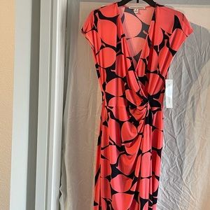 New Wrap Dress Coral and Navy